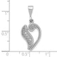 14K White Gold 14Kw Solid Polished Script Filigree Letter V Initial Pendant