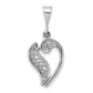 14K White Gold 14Kw Solid Polished Script Filigree Letter V Initial Pendant