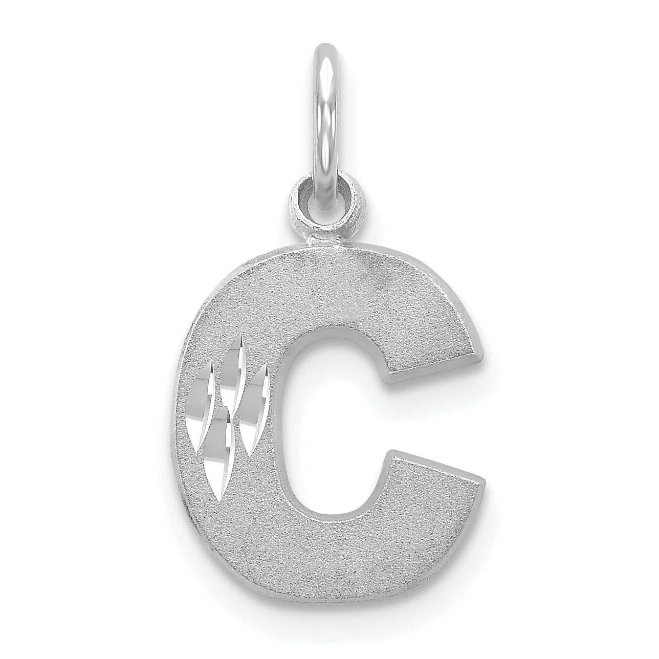 14K White Gold 14Kw Satin Diamond-Cut Letter C Initial Charm