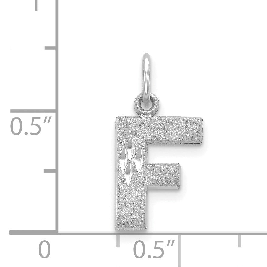 14K White Gold 14Kw Satin Diamond-Cut Letter F Initial Charm