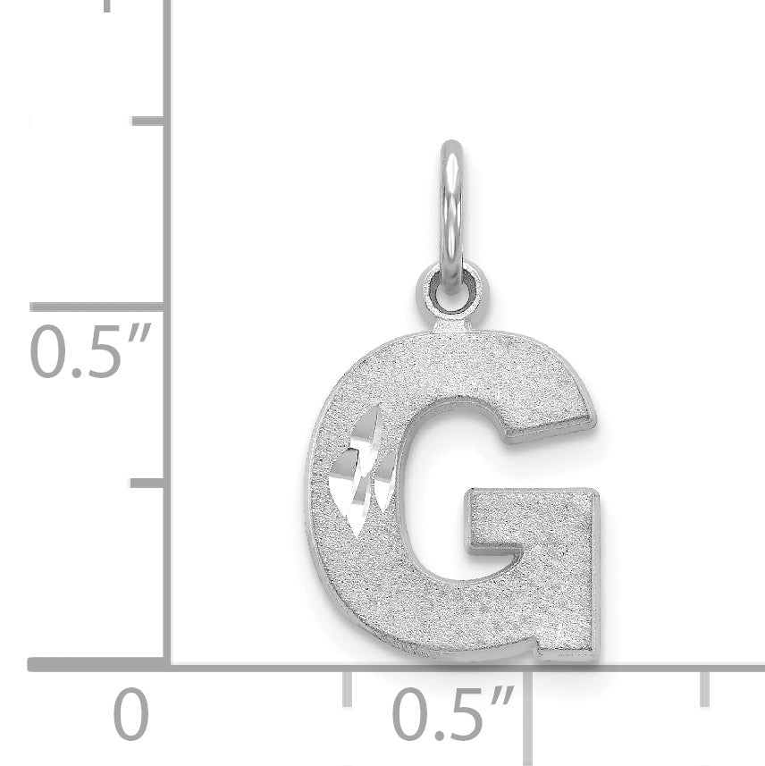 14K White Gold 14Kw Satin Diamond-Cut Letter G Initial Charm