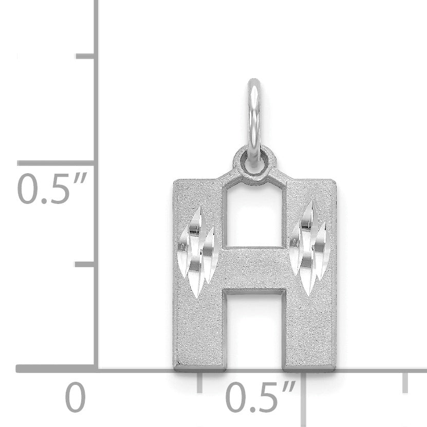 14K White Gold 14Kw Satin Diamond-Cut Letter H Initial Charm