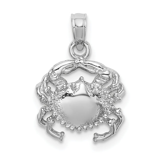 14K White Gold Crab Charm