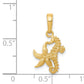 14K Yellow Gold Solid Seahorse And Starfish Pendant