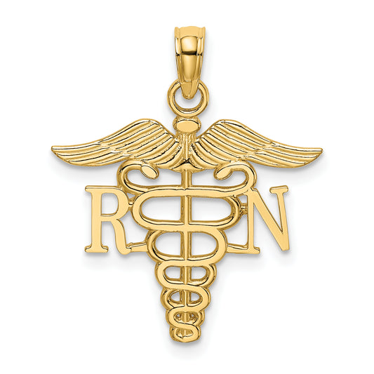 14K Yellow Gold Rn Caduceus Charm