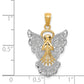 14K Yellow & Rhodium W/Rhodium Filigree Angel Pendant