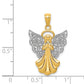 14K Yellow & Rhodium W/Rhodium Filigree Angel Pendant