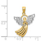 14K Yellow & Rhodium W/Rhodium Filigree Angel Pendant