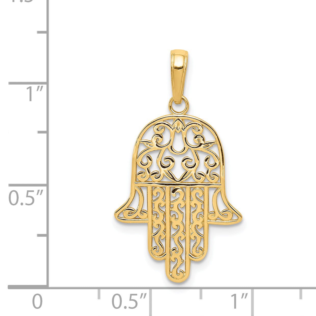 14K Yellow Gold Filigree Chamseh Pendant