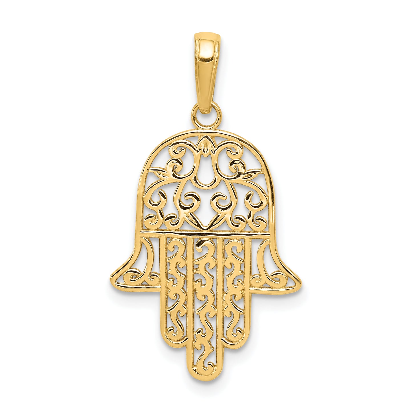 14K Yellow Gold Filigree Chamseh Pendant