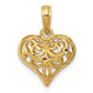 14K Yellow Gold Polished 3-D Filigree Puffed Heart Pendant