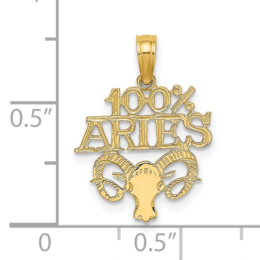 14K Yellow Gold 100% Aries Zodiac Charm