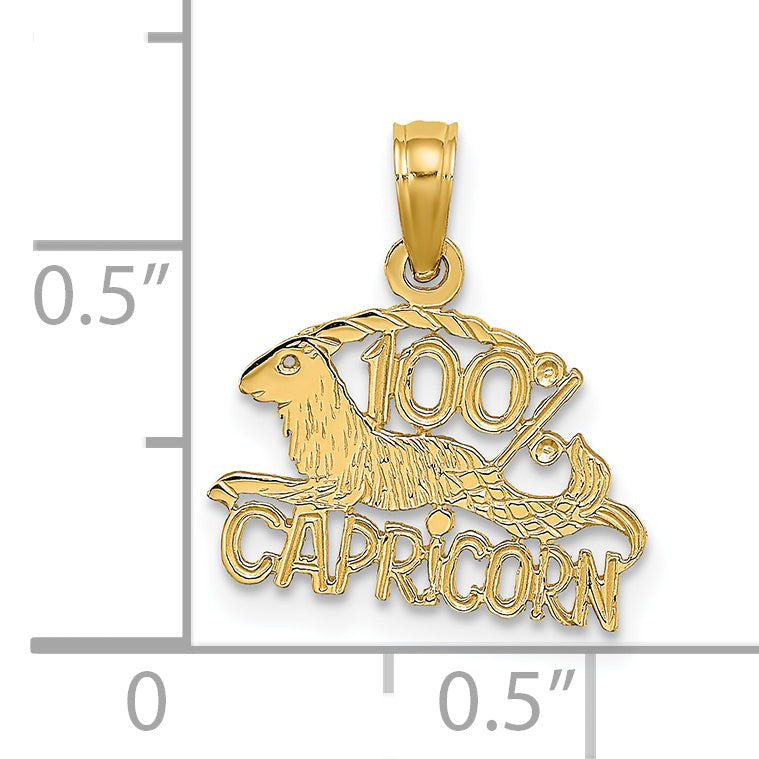 14K Yellow Gold 100% Capricorn Zodiac Charm