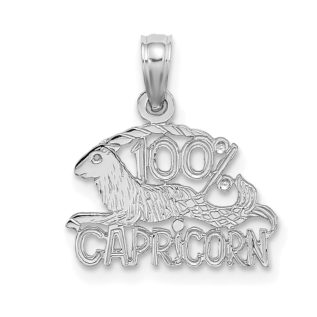 14K White Gold Wg 100% Capricorn Zodiac Charm