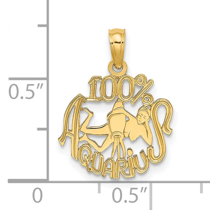 14K Yellow Gold 100% Aquarius Zodiac Charm