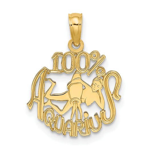 14K Yellow Gold 100% Aquarius Zodiac Charm