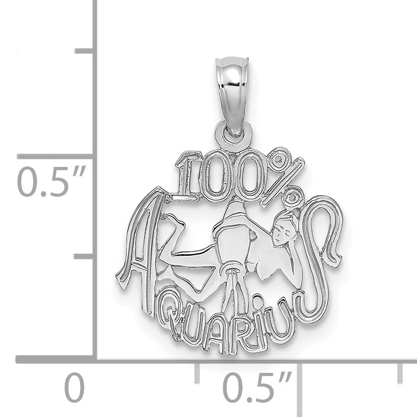 14K White Gold Wg 100% Aquarius Zodiac Charm