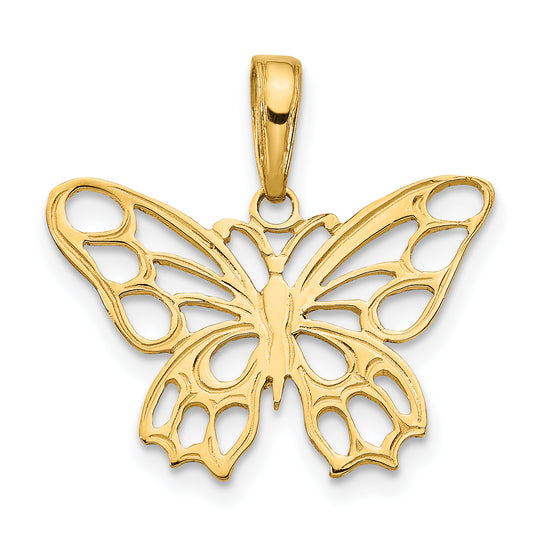 14K Yellow Gold Butterfly Cut-Out Pendant