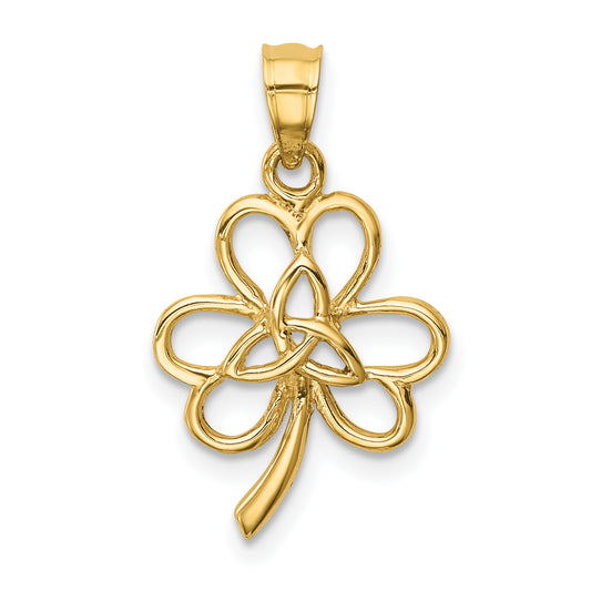 14K Yellow Gold Polished Trinity Clover Pendant