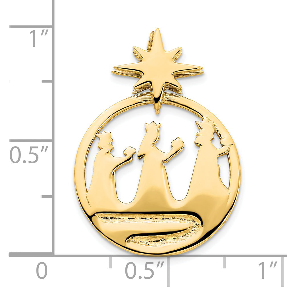 14K Yellow Gold Polished Three Wise Men North Star Pendant