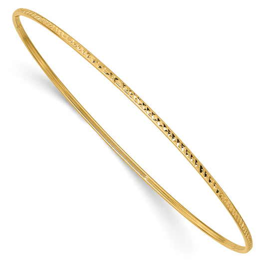 8 Inch 14K 1.5mm Diamond-Cut Slip-On Bangle Bracelet