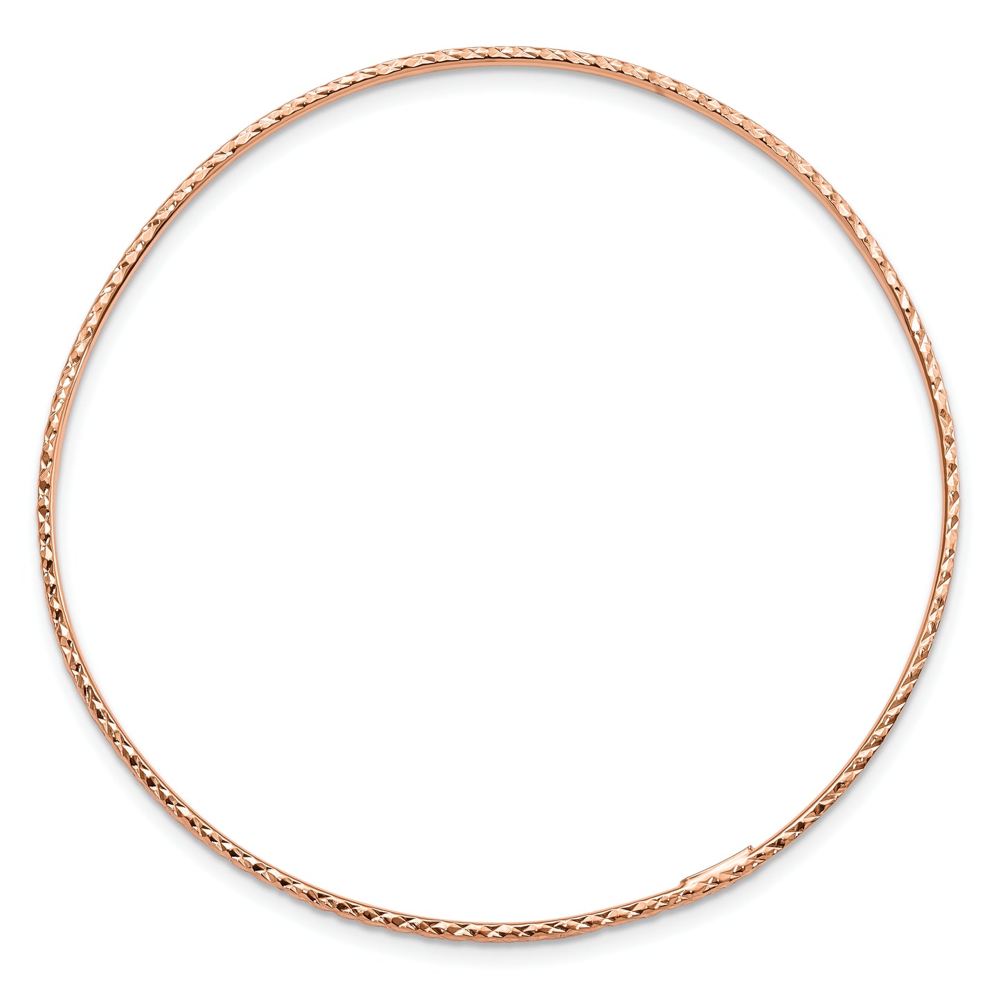 8 Inch 14K 1.5mm Rose Gold Diamond-Cut Slip-On Bangle Bracelet