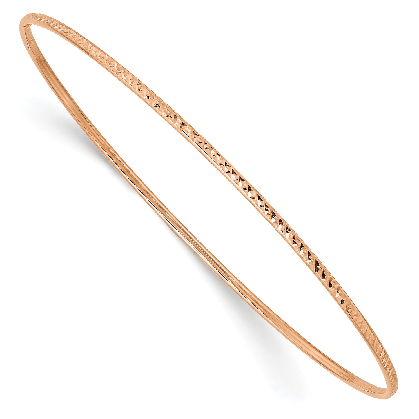 8 Inch 14K 1.5mm Rose Gold Diamond-Cut Slip-On Bangle Bracelet