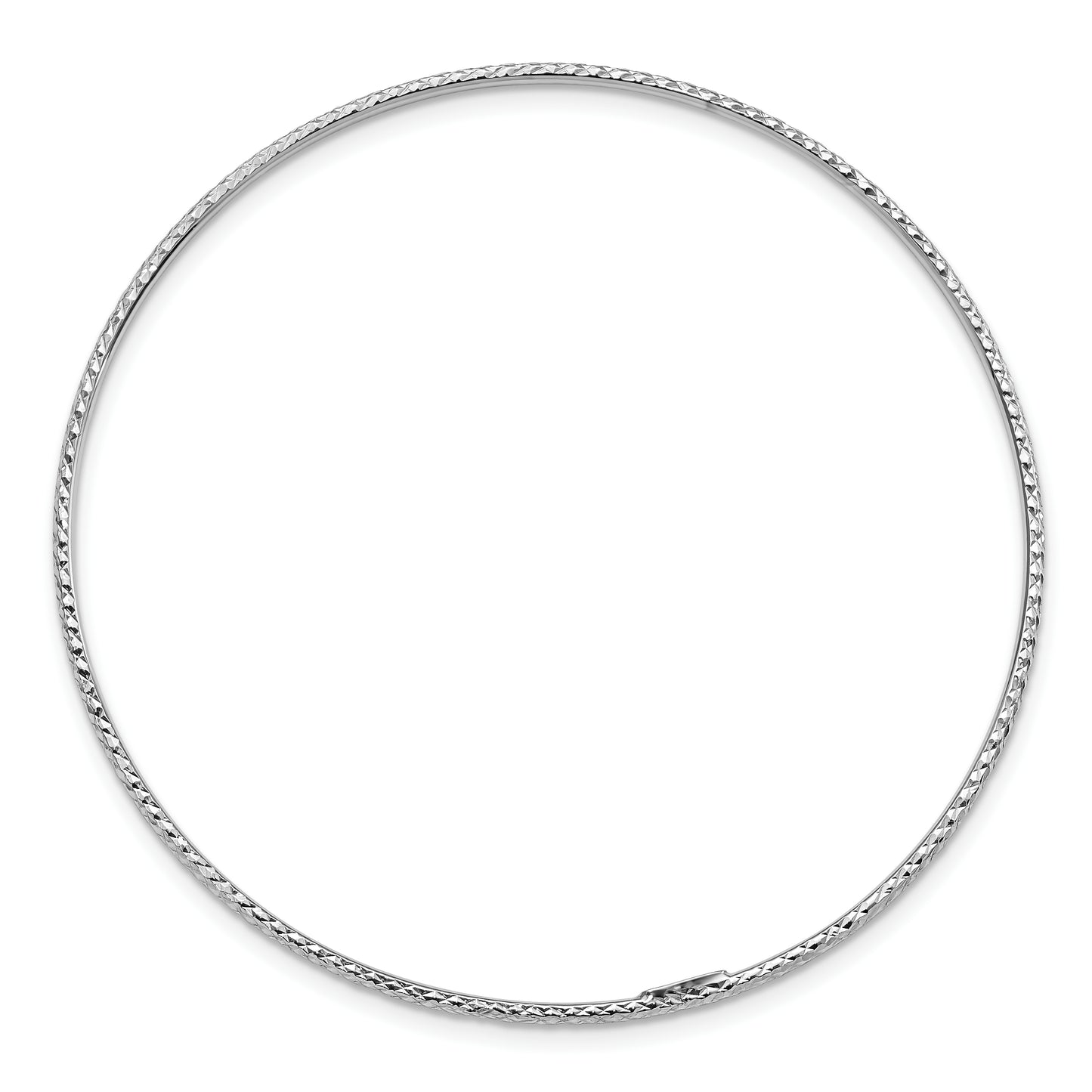 8 Inch 14K 1.5mm White Gold Diamond-Cut Slip-On Bangle Bracelet