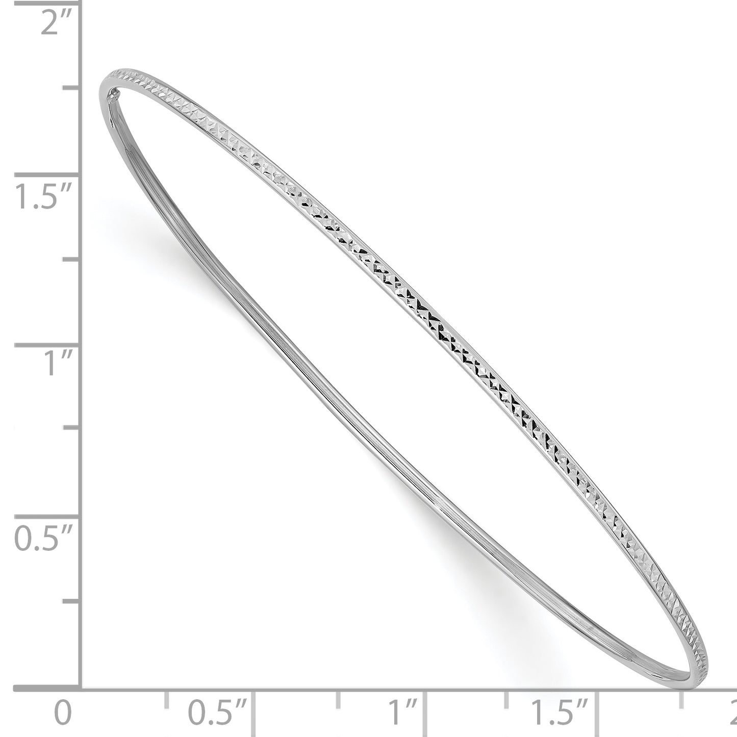 8 Inch 14K 1.5mm White Gold Diamond-Cut Slip-On Bangle Bracelet