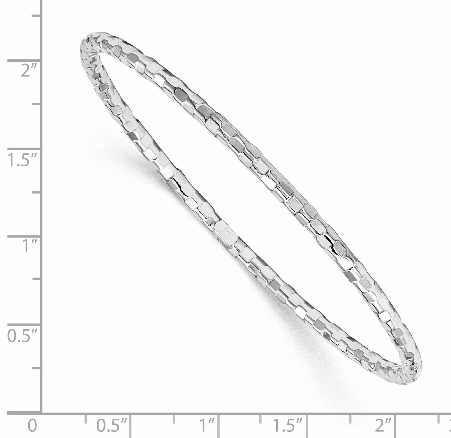 8 Inch 14K White Gold Textured Slip-On Bangle Bracelet