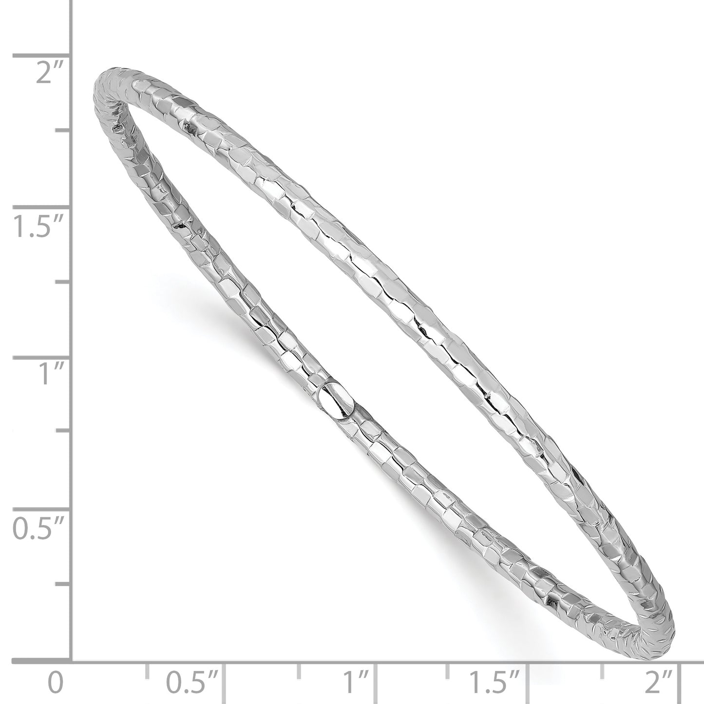 8 Inch 14K White Gold Textured Slip-On Bangle Bracelet