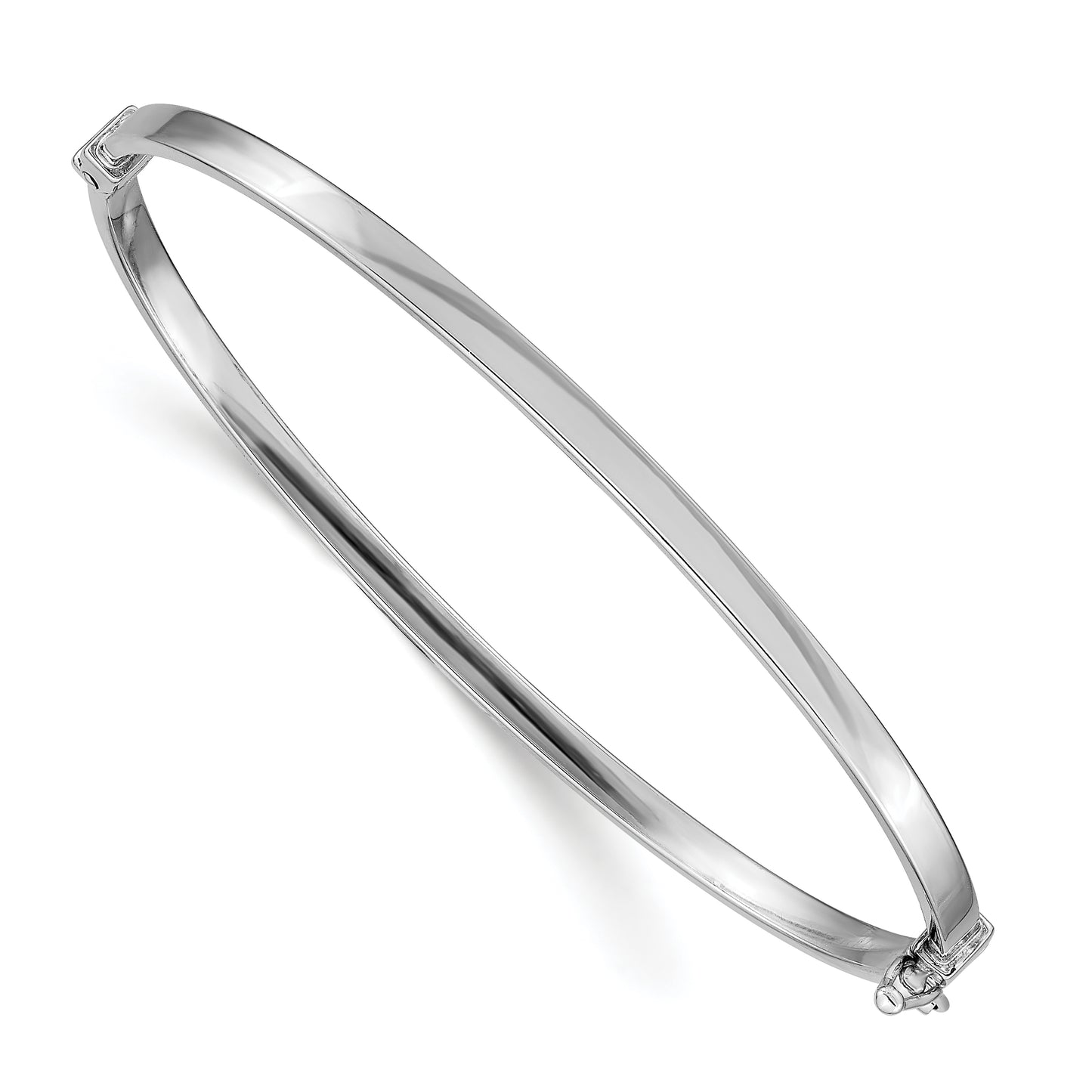 7 Inch 14K White Gold Polished Hinged Bangle Bracelet