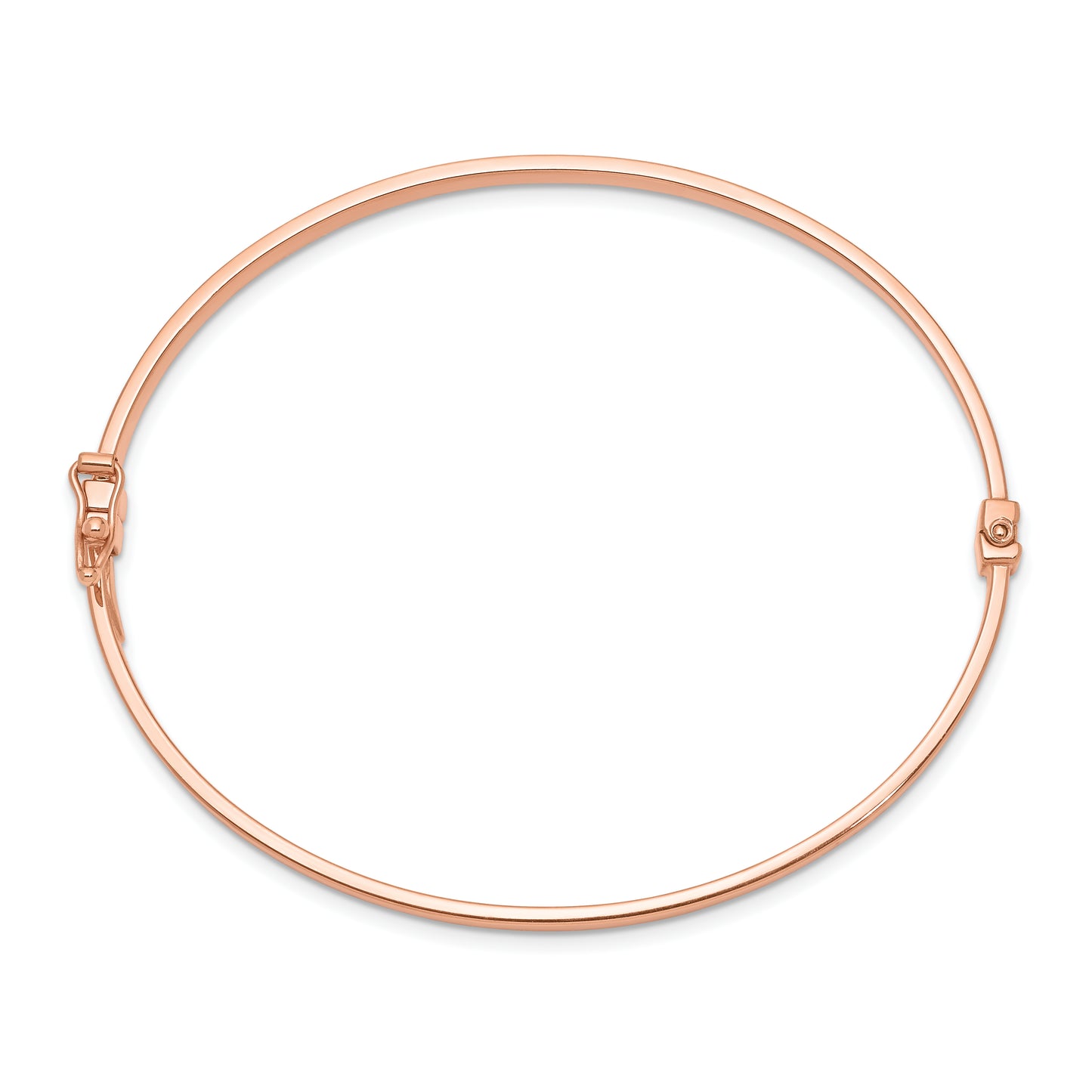 7 Inch 14K Rose Gold Polished Hinged Bangle Bracelet