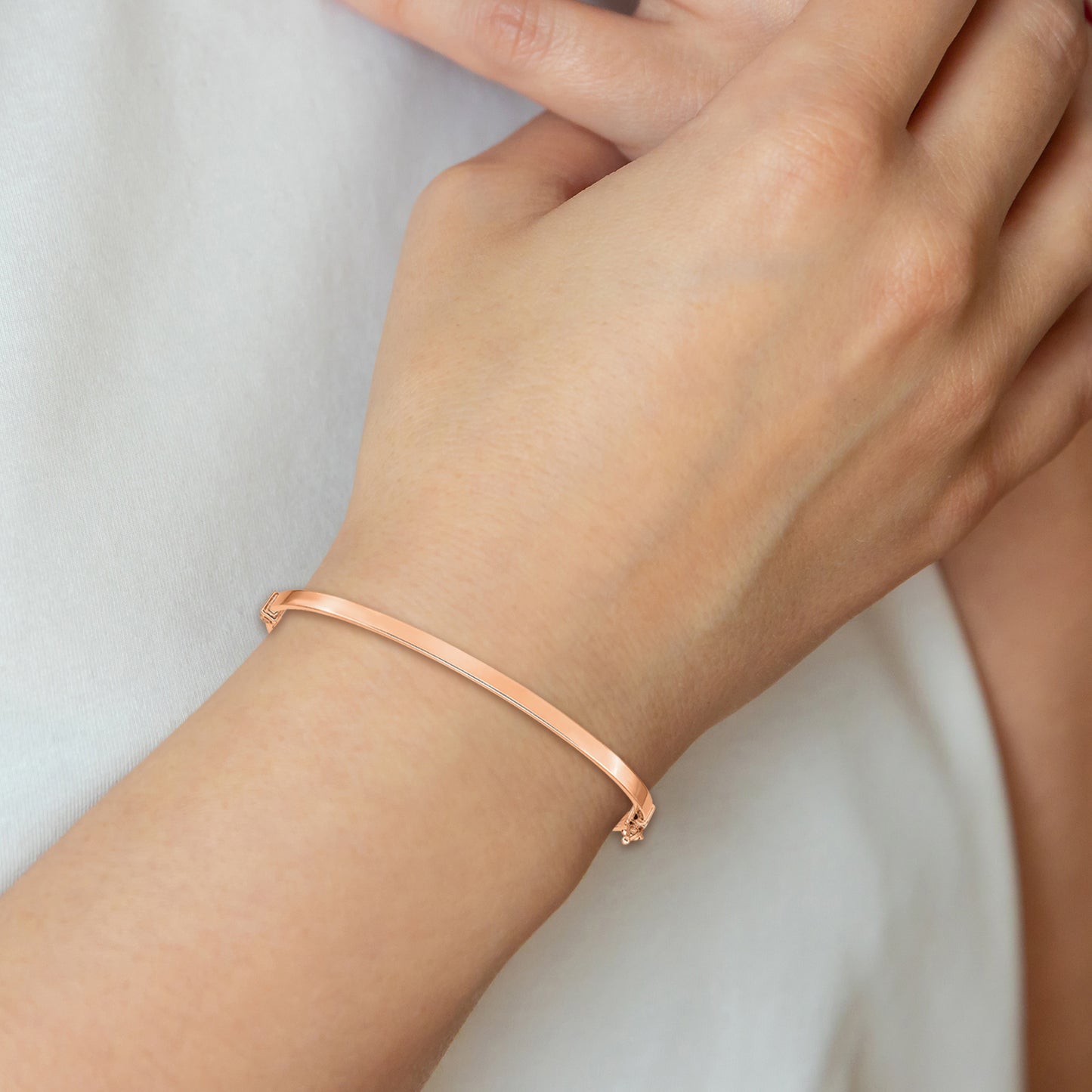 7 Inch 14K Rose Gold Polished Hinged Bangle Bracelet