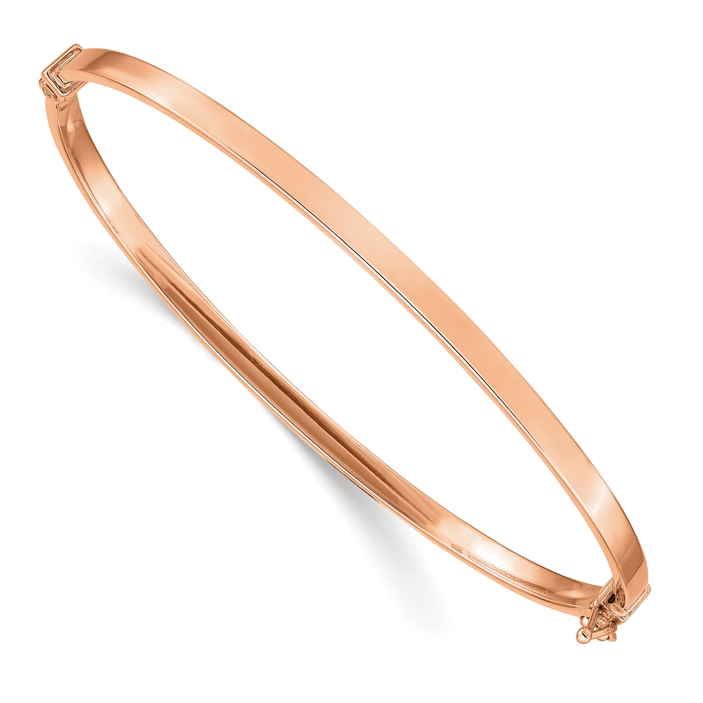 7 Inch 14K Rose Gold Polished Hinged Bangle Bracelet