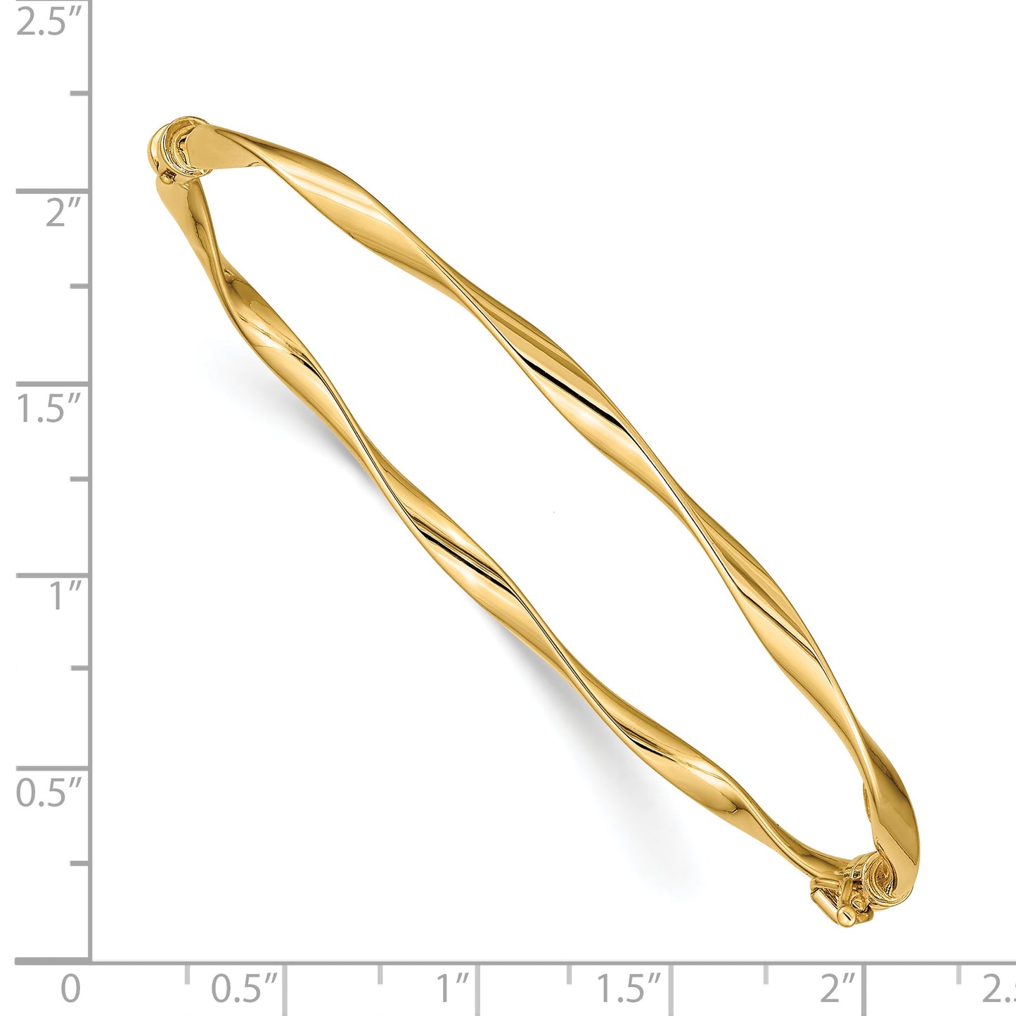 7 Inch 14K Polished Twisted Hinged Bangle Bracelet