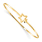 14K Yellow Gold Brushed And Polished Stars Flexible Bangle