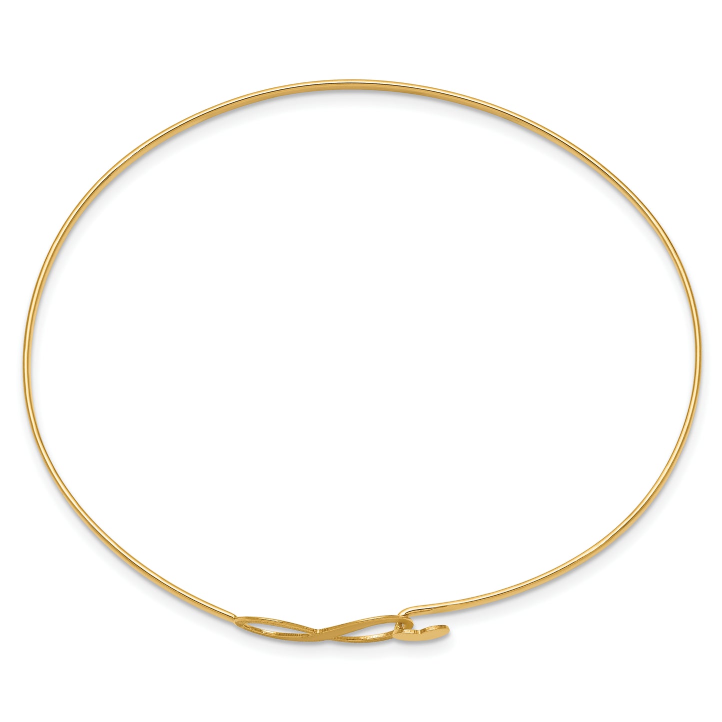 14K Yellow Gold Brushed And Polished Infinity Heart Flexible Bangle