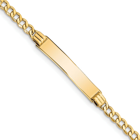 8 Inch 14K Semi-Solid Polished Cuban Id Bracelet