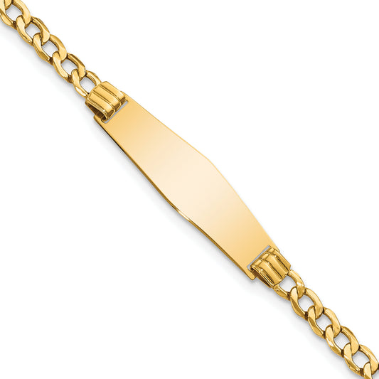 7 Inch 14K Semi-Solid Soft Diamond Shape Cuban Link Id Bracelet