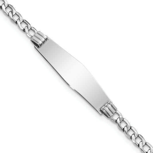 8 Inch 14K Wg Semi-Solid Soft Diamond Shape Cuban Link Id Bracelet