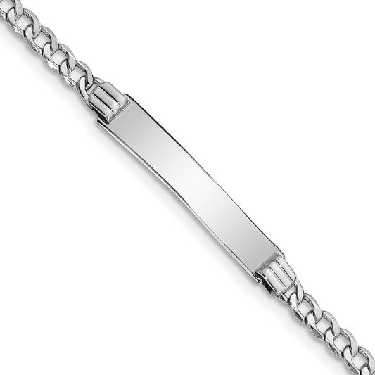 8 Inch 14K Wg Polished Semi-Solid Cuban Link Id Bracelet