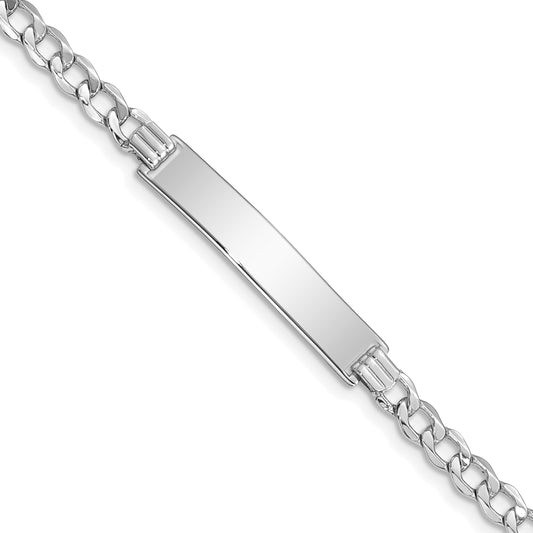 7 Inch 14K Wg Polished Semi-Solid Cuban Id Bracelet