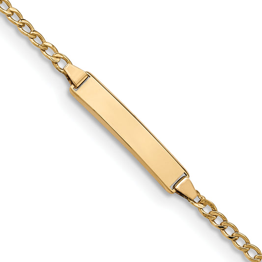 5.5 Inch 14K Semi-Solid Polished Cuban Id Bracelet