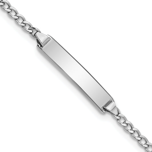 5.5 Inch 14K Wg Polished Semi-Solid Cuban Id Bracelet