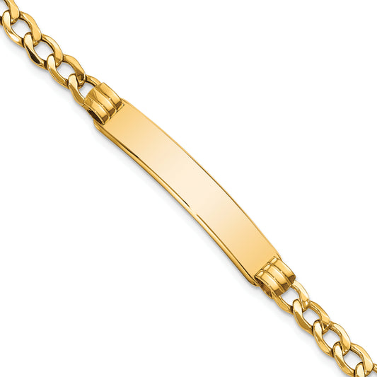 7 Inch 14K Polished Semi-Solid Cuban Id Bracelet