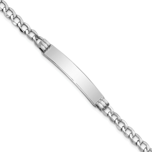 7 Inch 14K Wg Polished Semi-Solid Cuban Id Bracelet