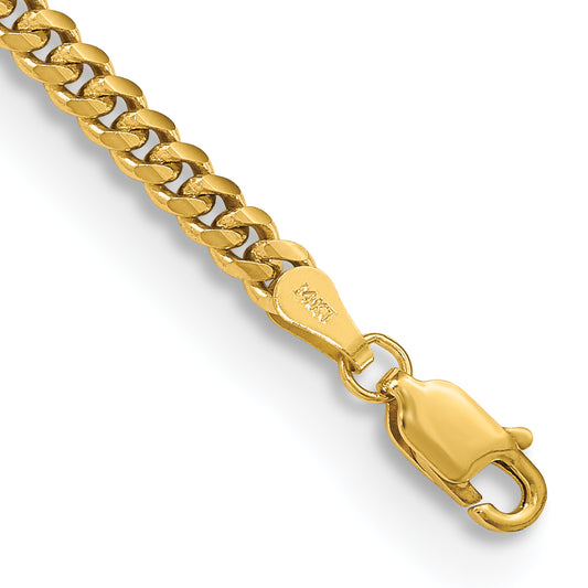 14K Yellow Gold 7 Inch 3.5mm Solid Miami Cuban Link With Lobster Clasp Bracelet