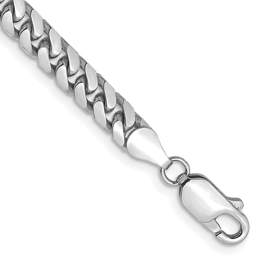 14K White Gold 7 Inch 4.3mm Solid Miami Cuban Link With Lobster Clasp Bracelet