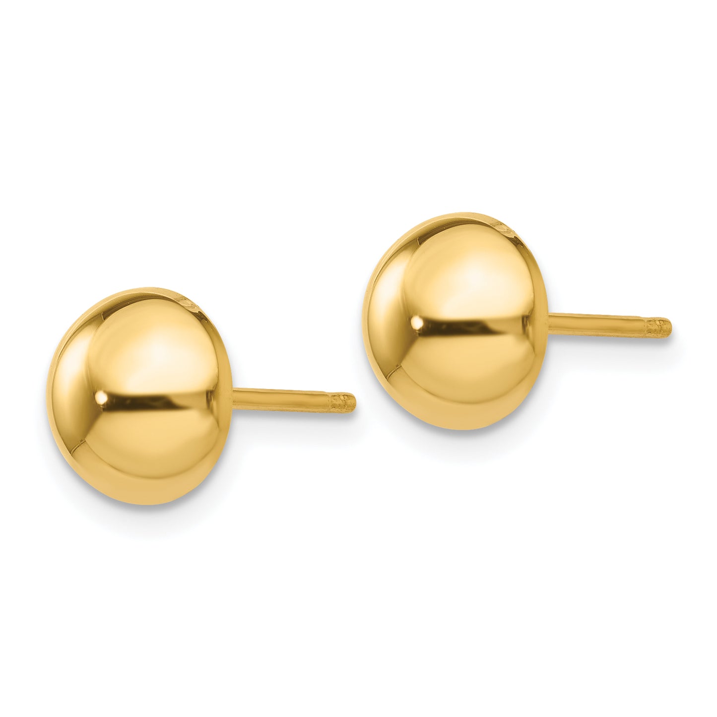 14K Yellow Gold Polished 8mm Half Ball Post Earrings